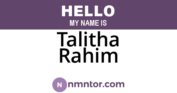 Talitha Rahim