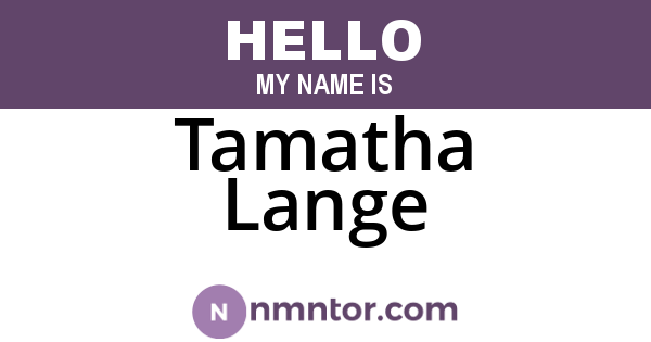 Tamatha Lange