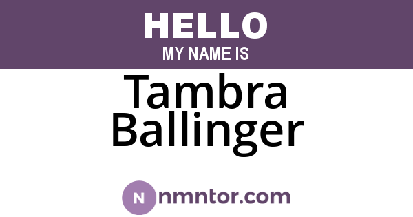 Tambra Ballinger