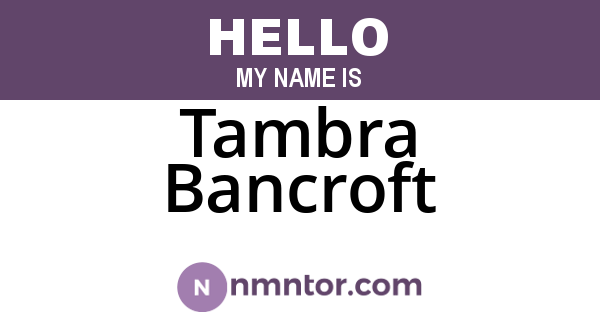 Tambra Bancroft