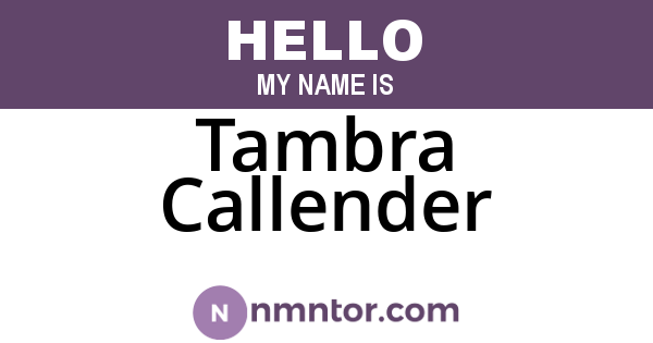Tambra Callender