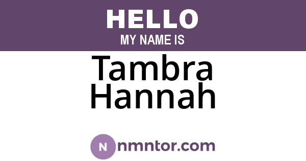 Tambra Hannah