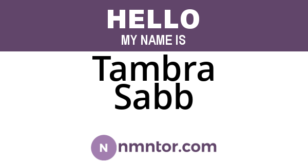 Tambra Sabb