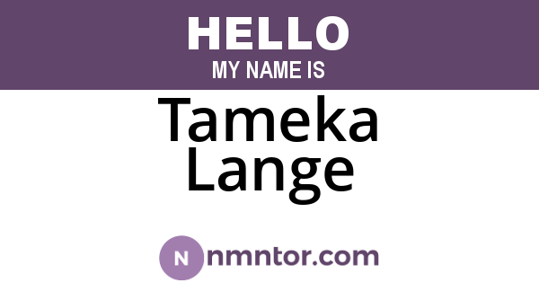 Tameka Lange