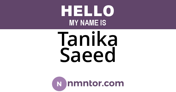 Tanika Saeed