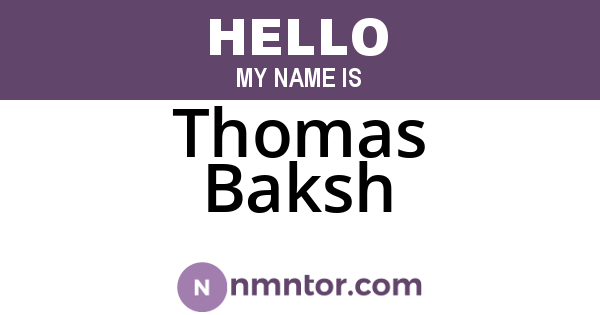Thomas Baksh