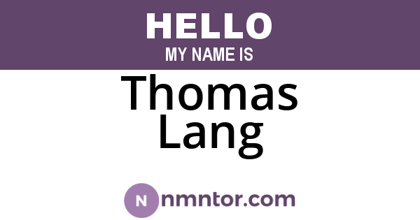 Thomas Lang