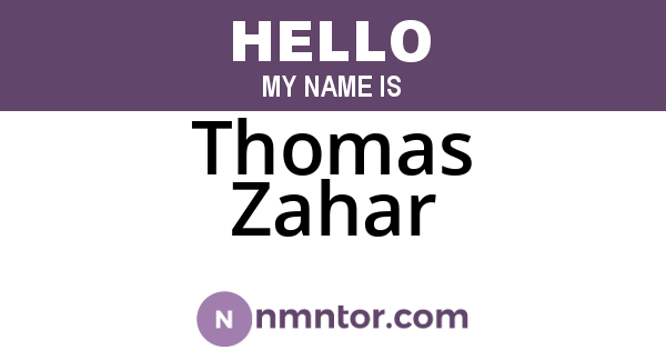 Thomas Zahar