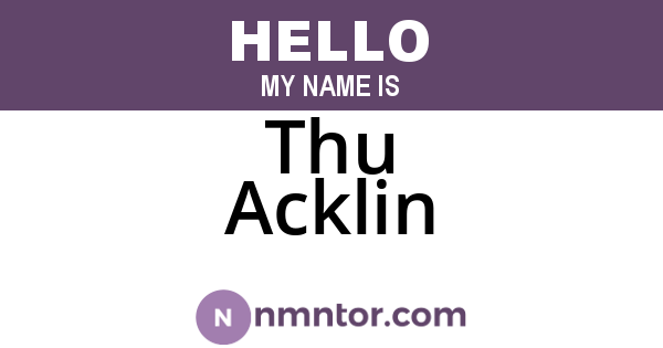 Thu Acklin