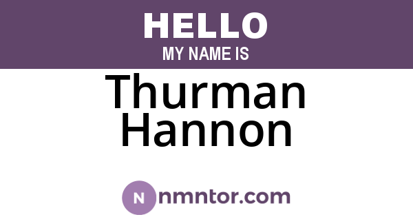 Thurman Hannon