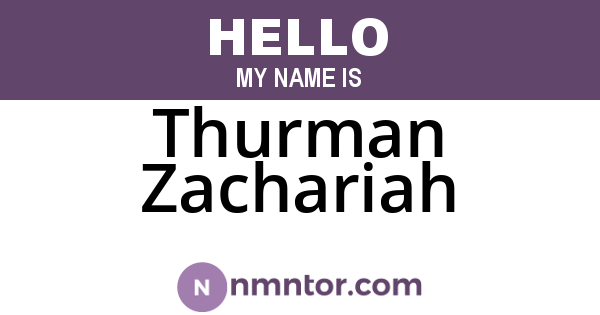 Thurman Zachariah