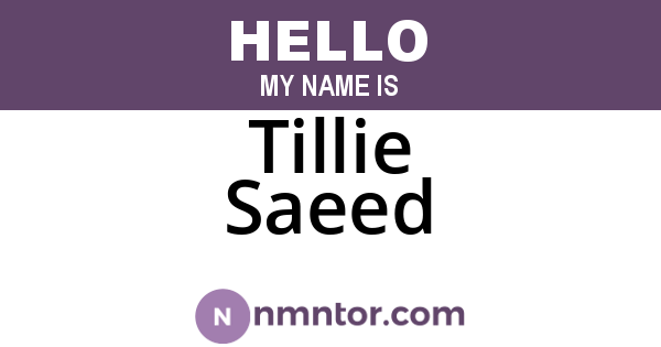 Tillie Saeed