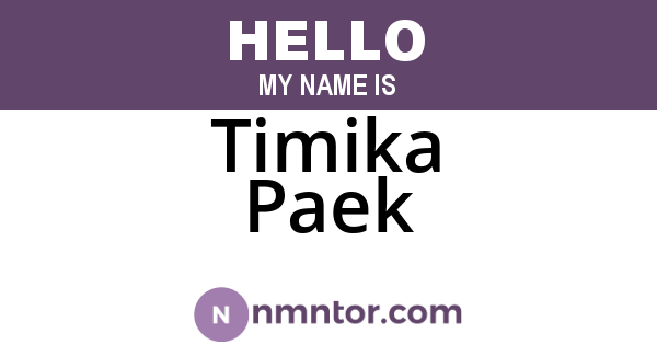 Timika Paek