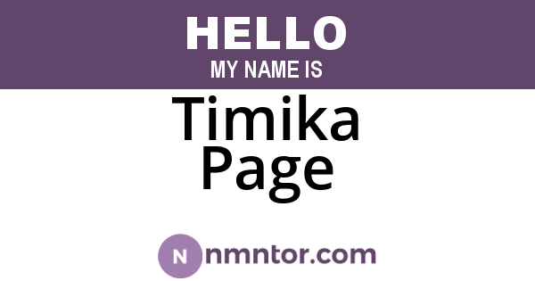 Timika Page