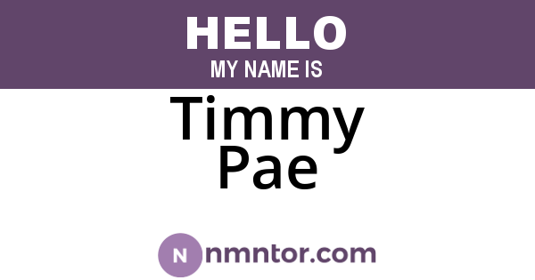 Timmy Pae