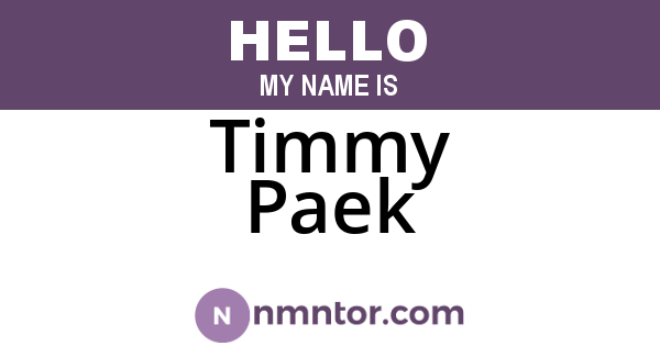 Timmy Paek