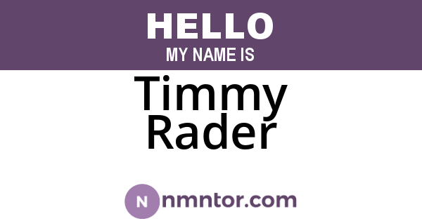 Timmy Rader