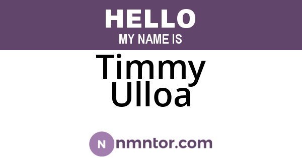 Timmy Ulloa