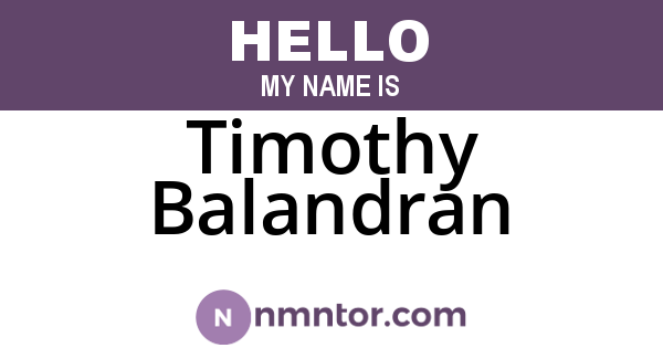 Timothy Balandran