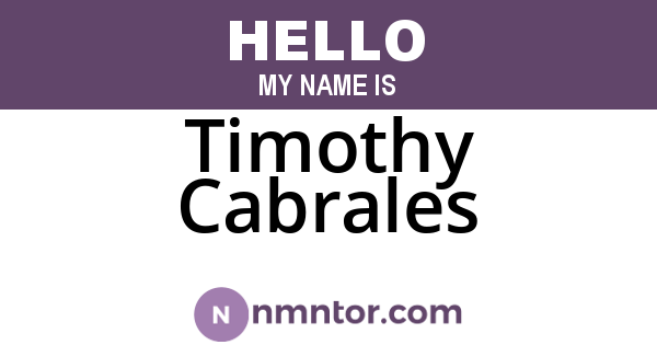 Timothy Cabrales