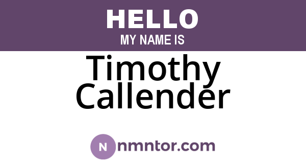 Timothy Callender