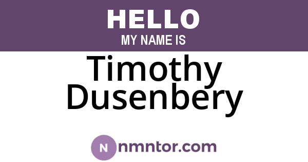 Timothy Dusenbery