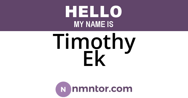 Timothy Ek