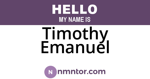 Timothy Emanuel