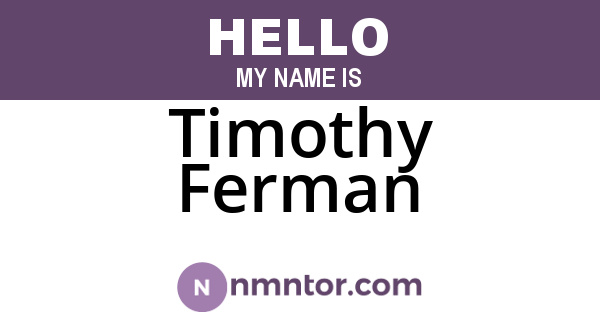 Timothy Ferman
