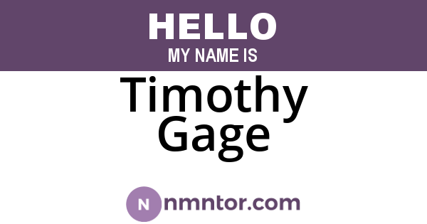 Timothy Gage