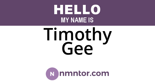 Timothy Gee