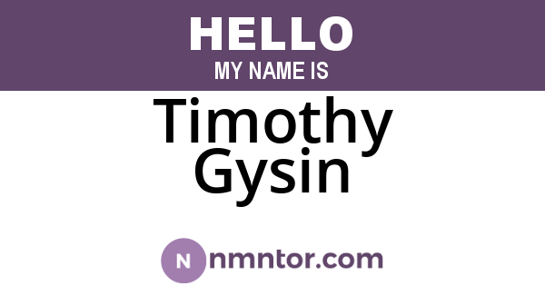 Timothy Gysin