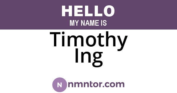 Timothy Ing