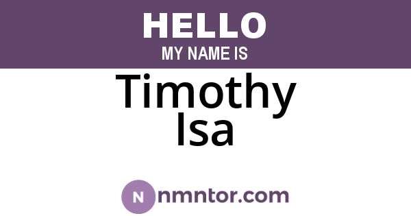 Timothy Isa