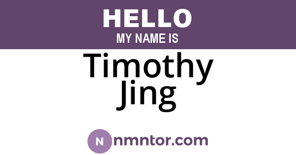Timothy Jing