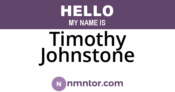 Timothy Johnstone