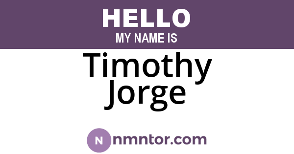 Timothy Jorge