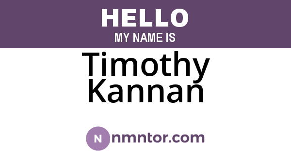 Timothy Kannan