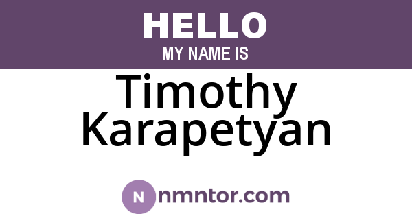 Timothy Karapetyan