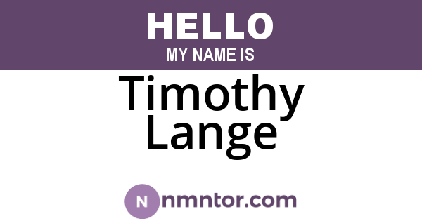 Timothy Lange