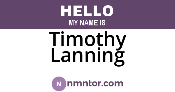 Timothy Lanning