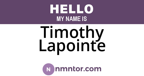 Timothy Lapointe