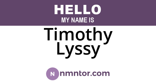 Timothy Lyssy
