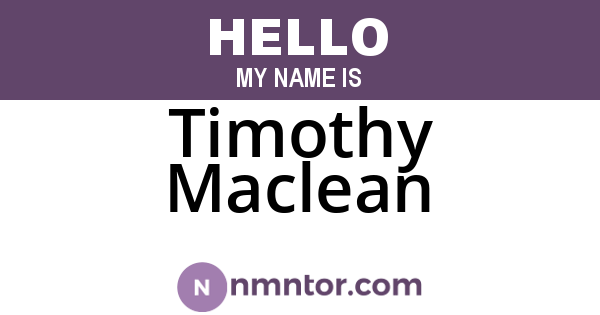 Timothy Maclean