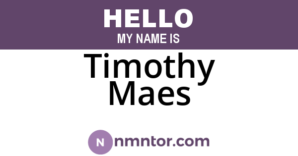 Timothy Maes