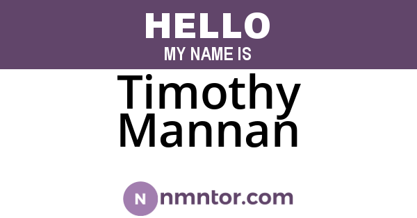 Timothy Mannan