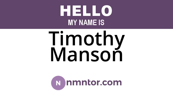 Timothy Manson
