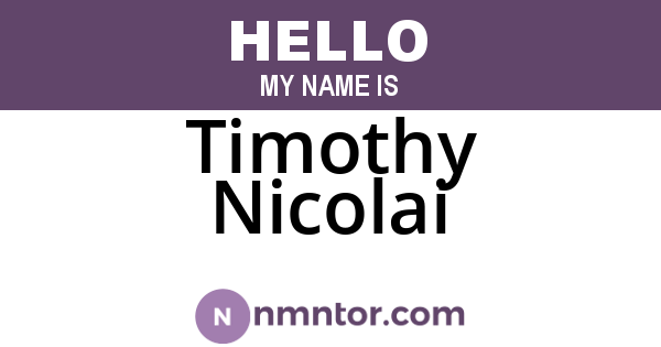 Timothy Nicolai