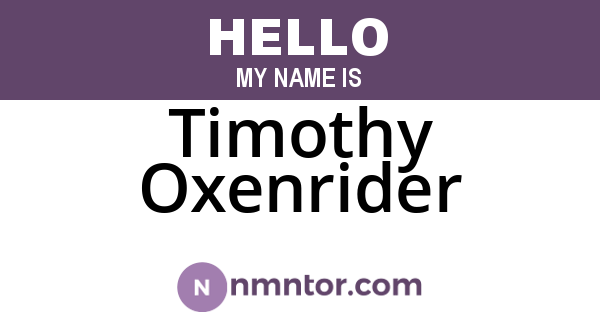 Timothy Oxenrider