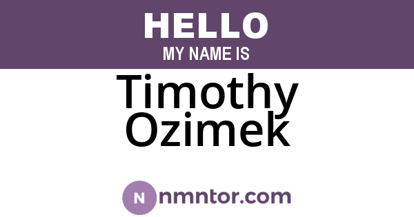 Timothy Ozimek